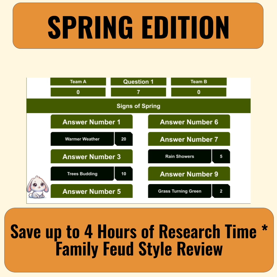 30 Spring Season Feud Style Questions and Answers Template for Google Slides