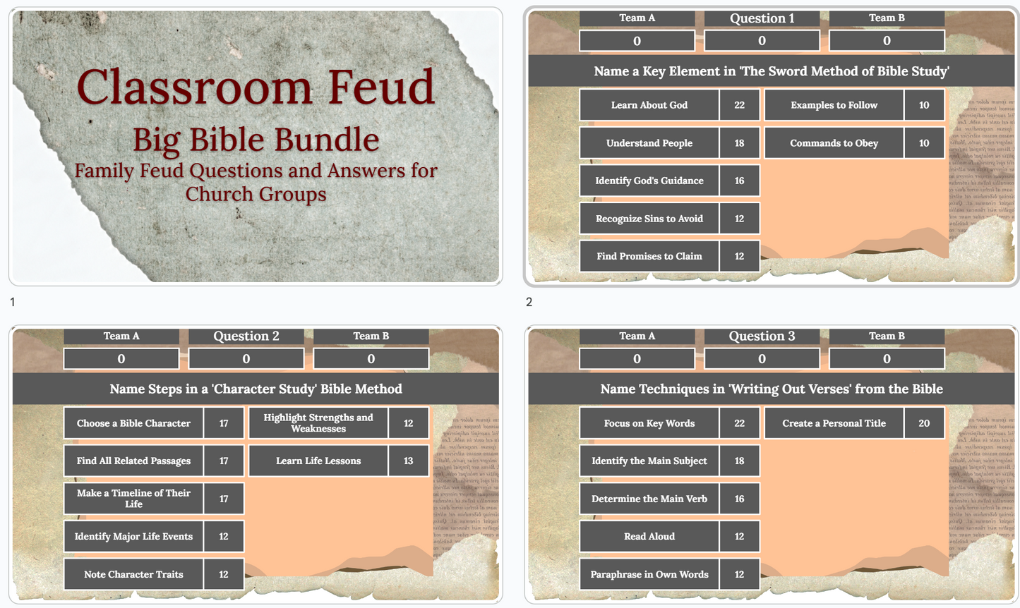 Big Bible Bundle - Family Feud Style 30 Questions in Two Google Slides Templates