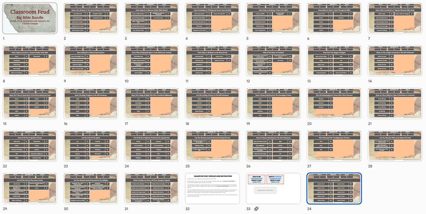 Big Bible Bundle - Family Feud Style 30 Questions in Two Google Slides Templates