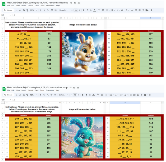 Pixel Art Math Reveal Activity Skip Count Forward 7,9,10 /Reverse Count by 4,6