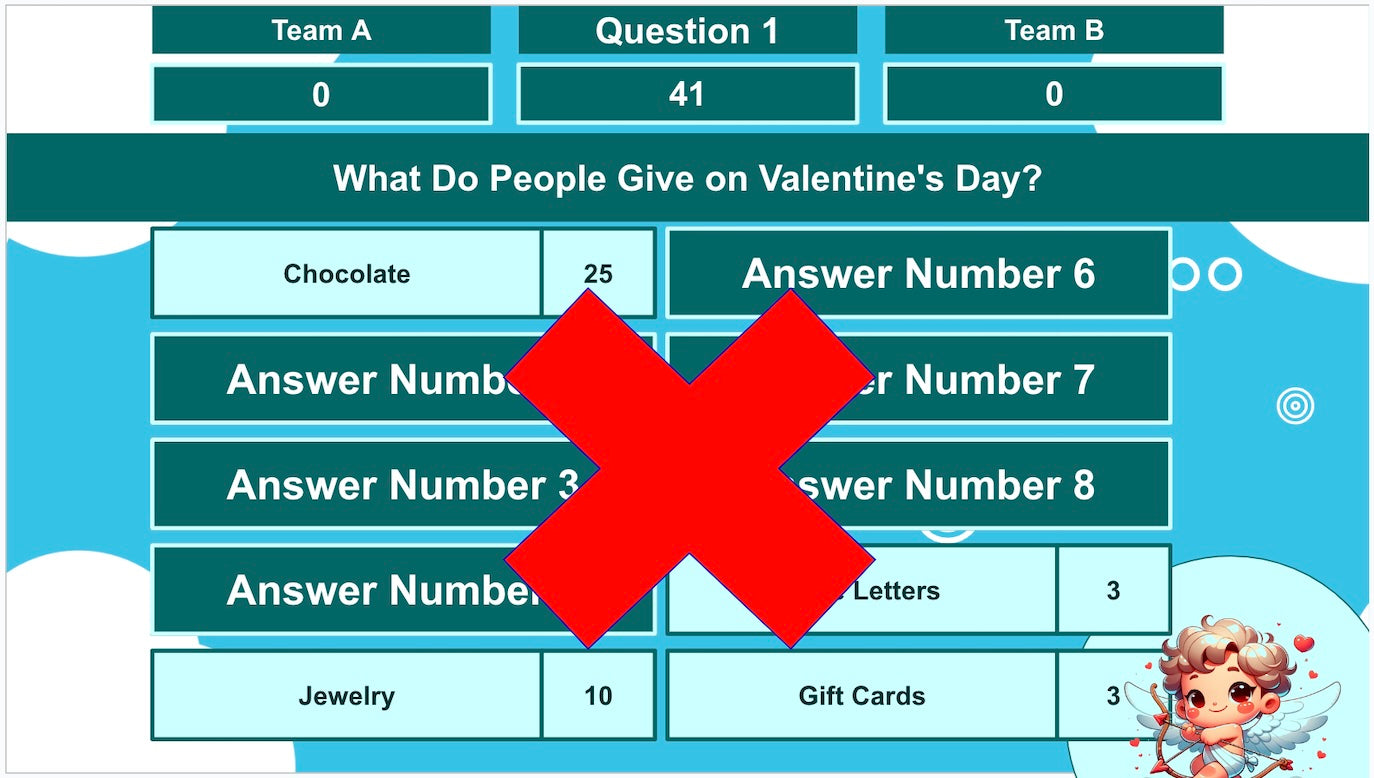 30 Valentine's Day Family Feud Style Questions and Answers Template for Google Slides